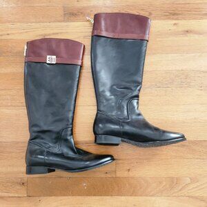 Elaine Turner Black Leather Hunt Boots   – Black Leather – Size 8 1/2M
